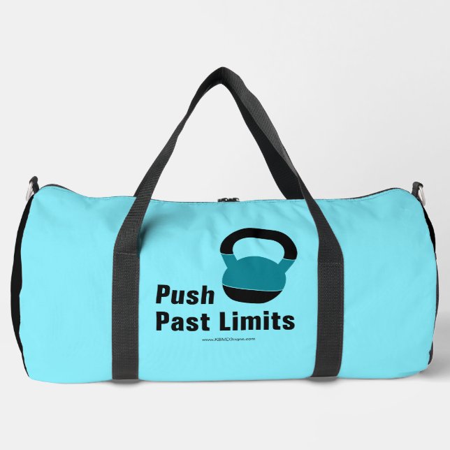 Gym Motto Push Past Limits Electric-Blue Black Duffle Bag (Vorderseite)
