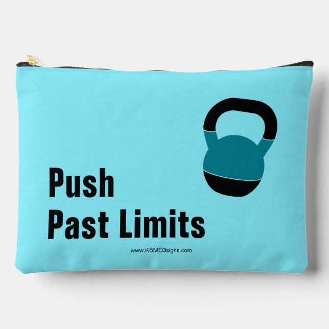 Gym Motto Push Past Limits Electric-Blue Black Zubehörtasche (Vorderseite)