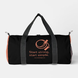 Gym Motto Startet Stark Start Simple Black Orange Duffle Bag