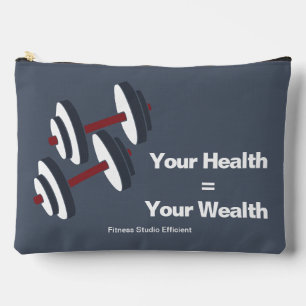 Gym Motto Your Health = Your Wealth Gray & Red Zubehörtasche
