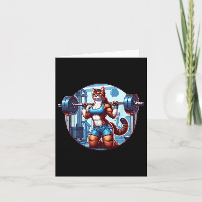 Gym Muscle Girl mit einem Barbell Power Beauty Bod Karte (Vorderseite)