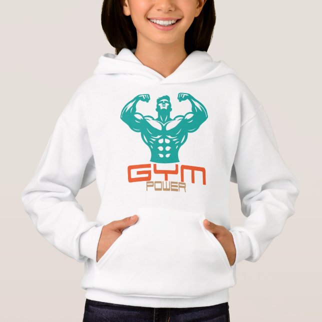 Gym Power Motivation Fitness Strength Workout Hoodie (Vorderseite)