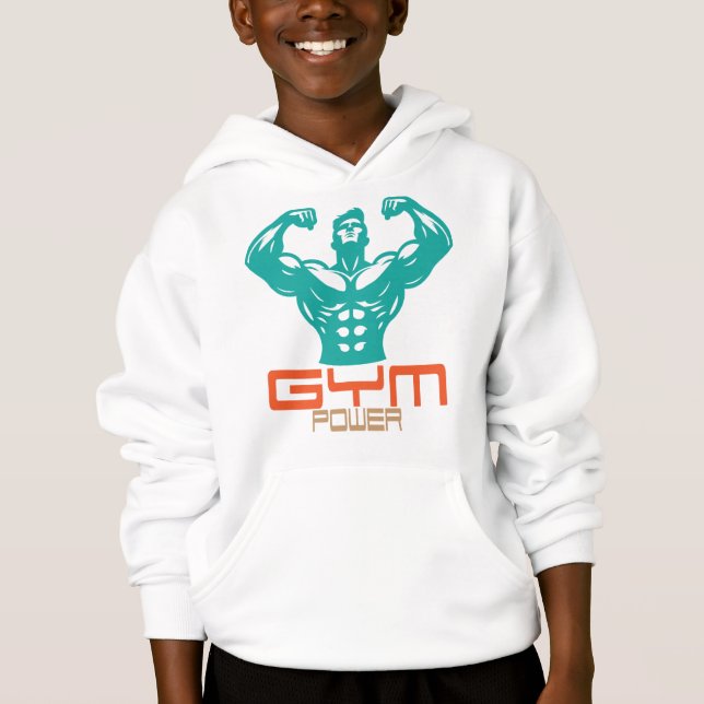 Gym Power Motivation Fitness Strength Workout Hoodie (Vorderseite)