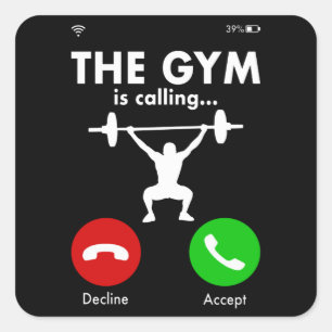 Gym PowerHeft Bodybuilding Sprichwort Geschenk Quadratischer Aufkleber