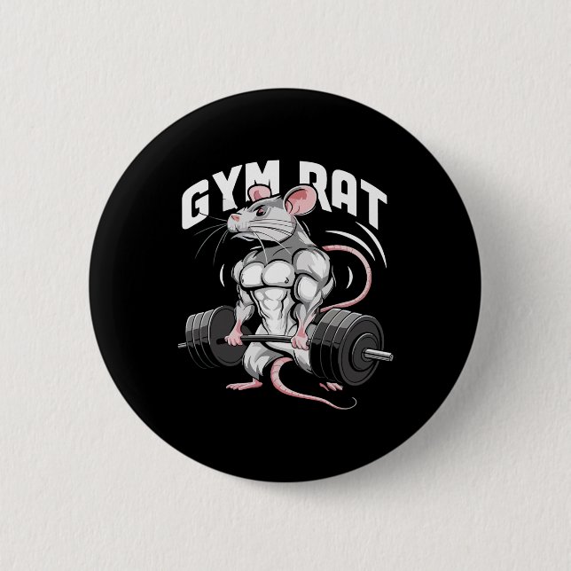 Gym Rat Funny Bodybuilding Fitness Workout Gym Wei Button (Vorderseite)