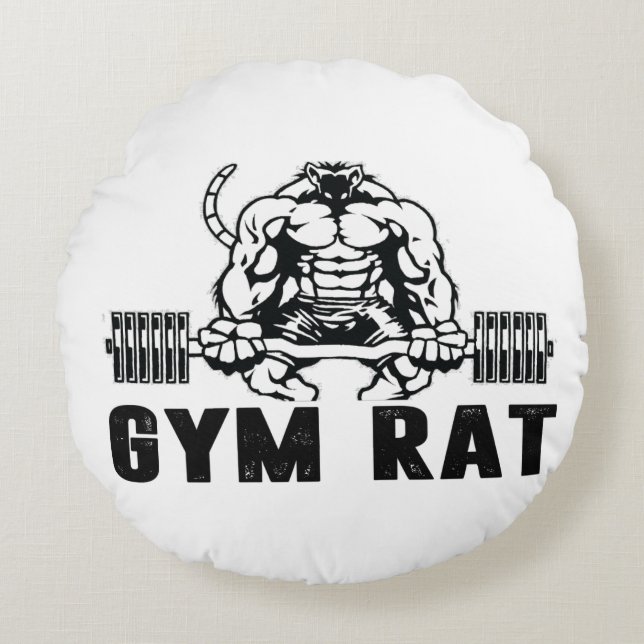 Gym Rat Rundes Kissen (Vorderseite)