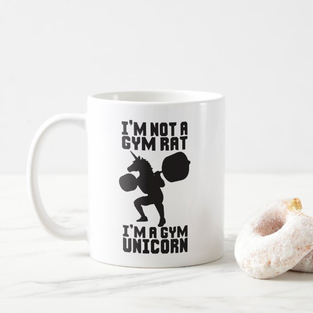 Gym Rat vs Gym Unicorn - Funny Workout Inspiration Tasse (Mit Donut)