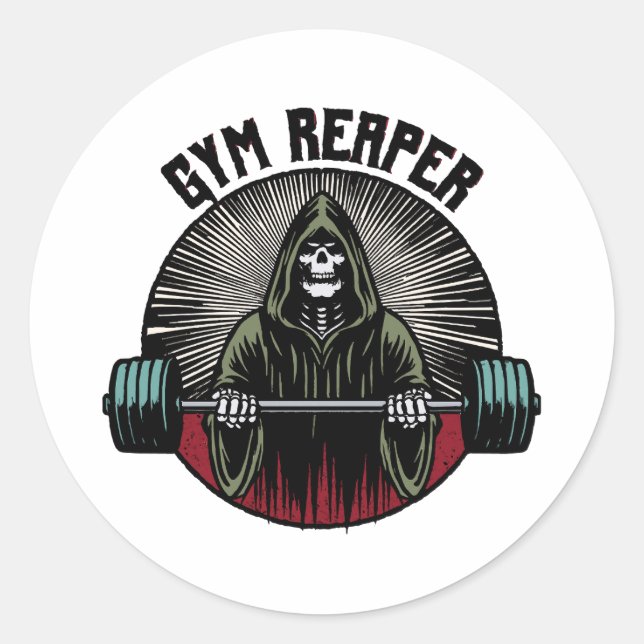 Gym Reaper Workout Runder Aufkleber (Vorderseite)