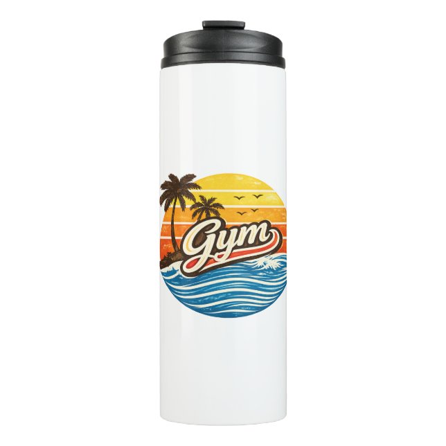 Gym Retro Sunset Design Thermosbecher (Vorderseite)
