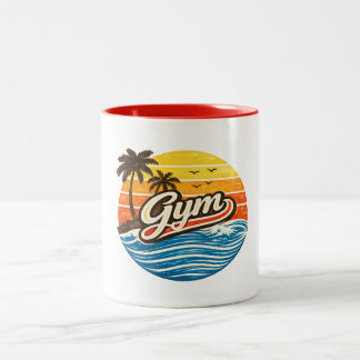 Gym Retro Sunset Design Zweifarbige Tasse