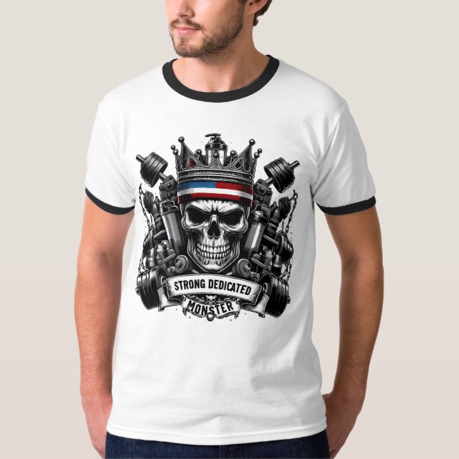 Gym Royalty Strong Dedicated Monster Skull Crown T-Shirt (Vorderseite)