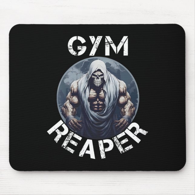 Gym Sensenmann Fitness Halloween Skeletts Workout  Mousepad (Vorne)