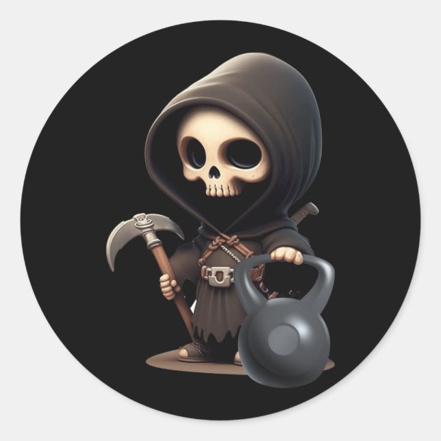 Gym Sensenmann Grim Sensenmann Deadlips Workout Ha Runder Aufkleber (Vorderseite)