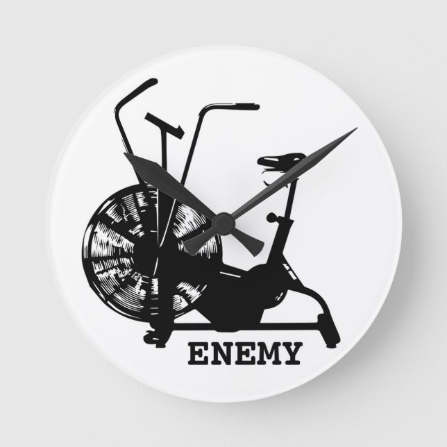 Gym Spaß Schwarz-weiß Funny Workout Runde Wanduhr (Vorderseite)