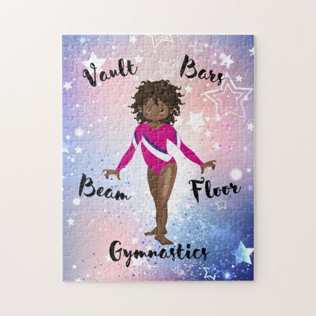 Gym Star African American, Brown Eyes, Pink Leo Puzzle (Vertikal)