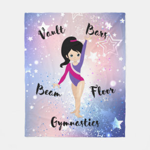 Gym Star Black Hair, Blue Eyes, Lila Leotard Fleecedecke