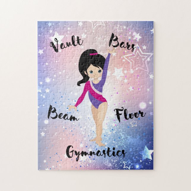 Gym Star Black Hair, Blue Eyes, Lila Leotard Puzzle (Vertikal)