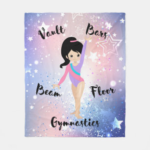 Gym Star Black Hair, braune Augen, Lila Leotard Fleecedecke
