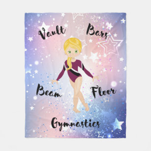 Gym Star Blonde, grüne Augen, Burgund Leotard Fleecedecke