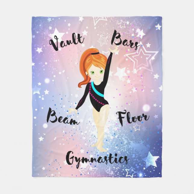 Gym Star Ginger Hair, grüne Augen, schwarzer Leota Fleecedecke (Vorderseite)