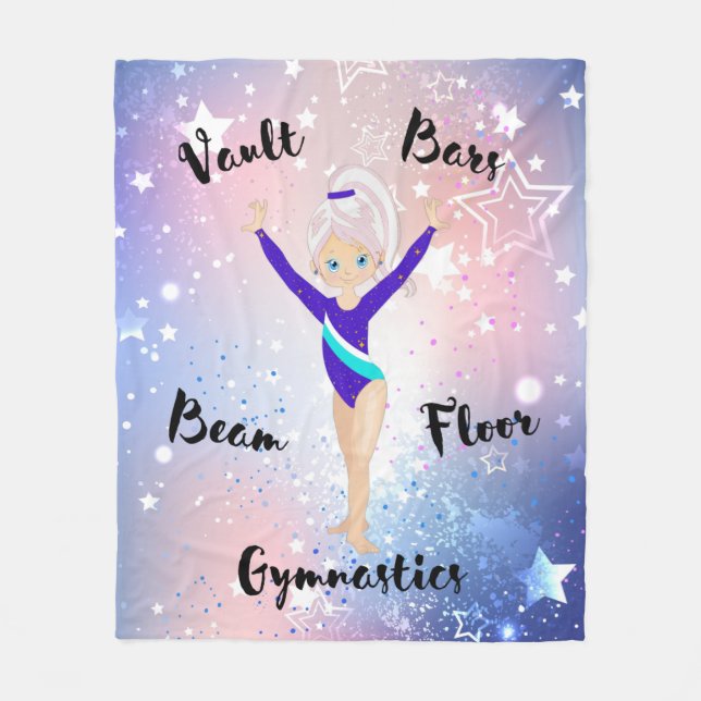 Gym Star Pink Strip, Blue Eyes, Blue Dazzle Leo Fleecedecke (Vorderseite)
