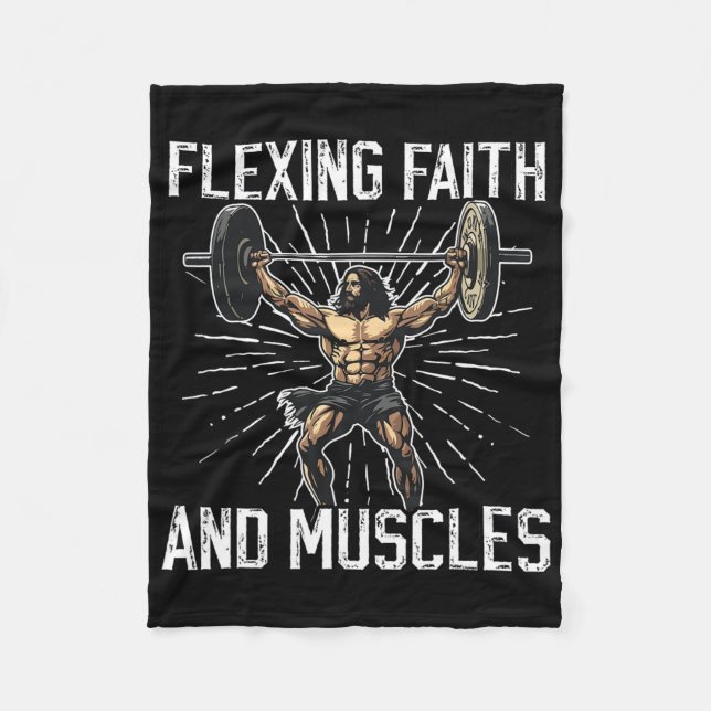 Gym und Jesus christlicher Bodybuilder religiöser  Fleecedecke (Vorderseite)