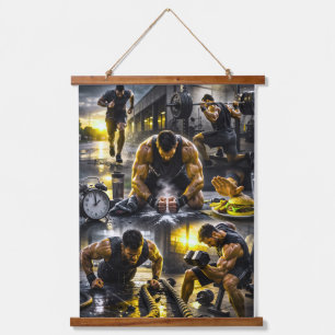 Gym-Wandbehang-Tapete Wandteppich Mit Holzrahmen
