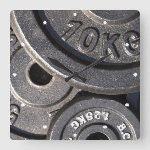 Gym Weights Quadratische Wanduhr