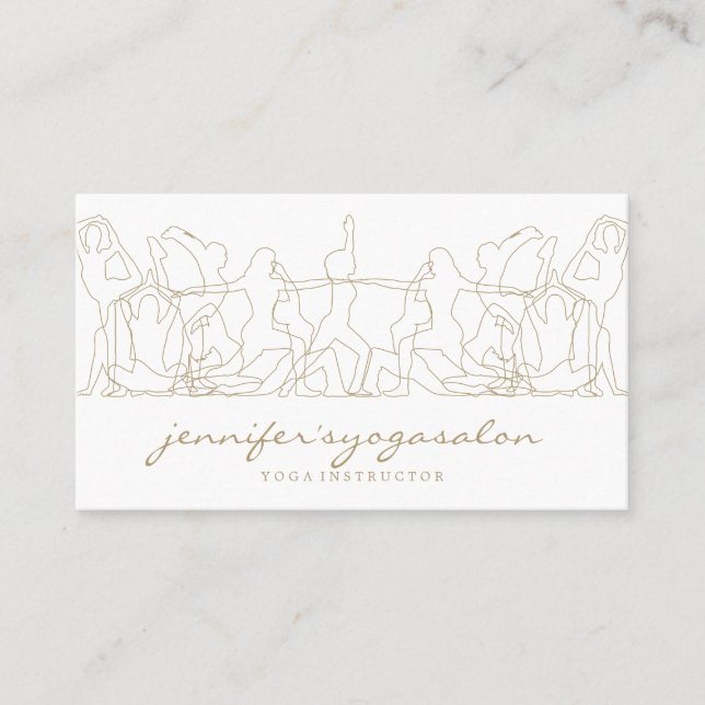 Gym Woman Yoga Figures Posen Gold Visitenkarte (Vorderseite)