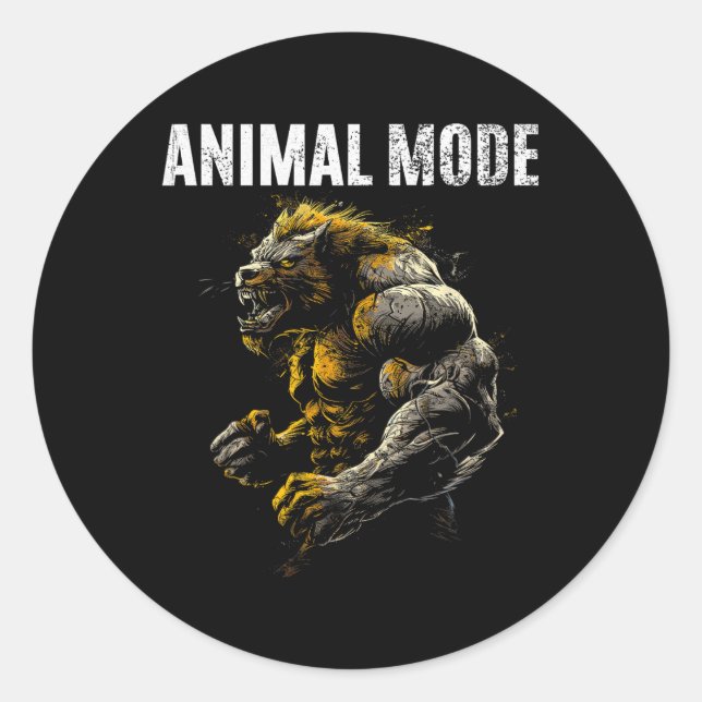 Gym Workout Bodybuilding Monster Runder Aufkleber (Vorderseite)