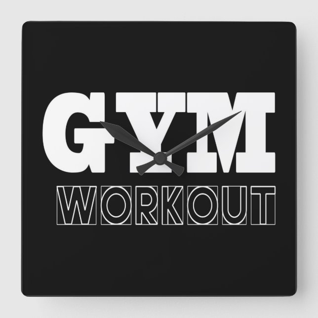 Gym Workout Pump Cover Fitness Clock Quadratische Wanduhr (Vorderseite)