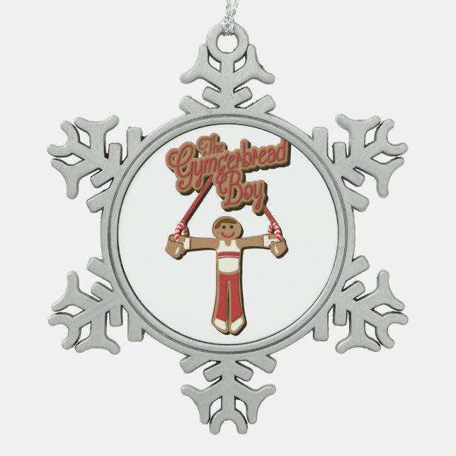 Gymgerbread Jungen-Verzierung Schneeflocken Zinn-Ornament (Vorderseite)