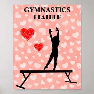 GYMNAST AUF BALANCE BEAM / HERZ POSTER