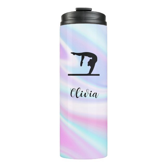 Gymnast auf Beam Pastel Dreams Thermal Tumbler Thermosbecher (Vorderseite)
