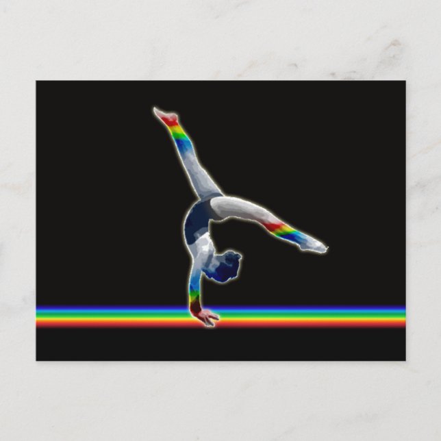 Gymnast auf einer Regenbogenbrücke Postkarte (Vorderseite)