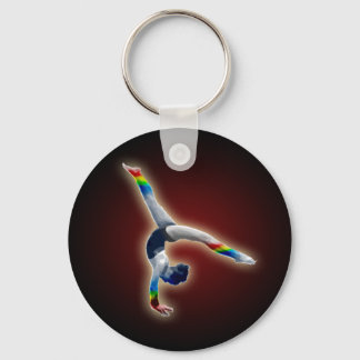 Gymnast auf einer Regenbogenbrücke Schlüsselanhänger