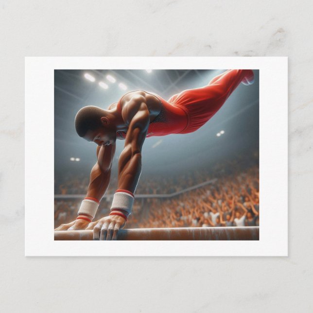 Gymnast auf parallelen Bars, Postkarte (Vorderseite)
