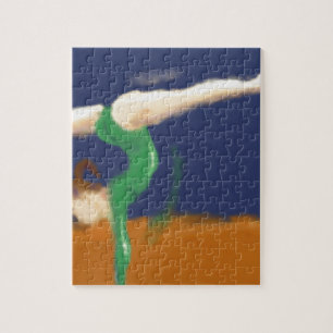 Gymnast auf Schwebebalken-Kunst Puzzle