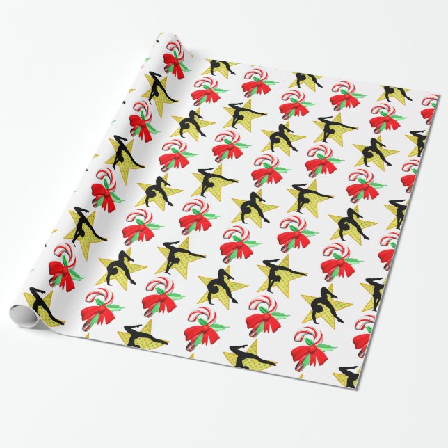 GYMNAST CHRISTMAS CANDY CANE DESIGN GESCHENKPAPIER (Ungerollt)