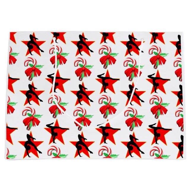 GYMNAST CHRISTMAS CANDY CANE DESIGN GROßE GESCHENKTÜTE (Vorderseite)
