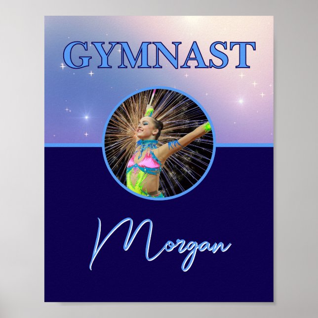 Gymnast Deep Royal Custom Foto und Name Poster (Vorne)