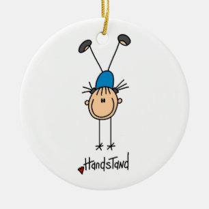 Gymnast, der Handstands tut Keramikornament