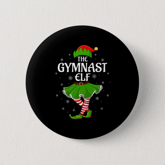 Gymnast Elf Christmas Family Girls Women Elf Squad Button (Vorderseite)
