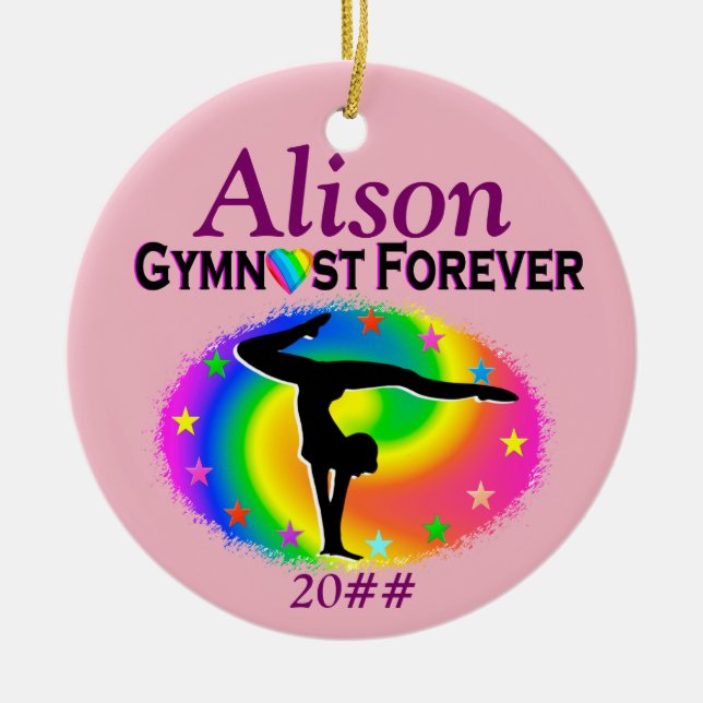 GYMNAST FEIERT PERSONALISIERTE ORNATION KERAMIK ORNAMENT (Vorne)