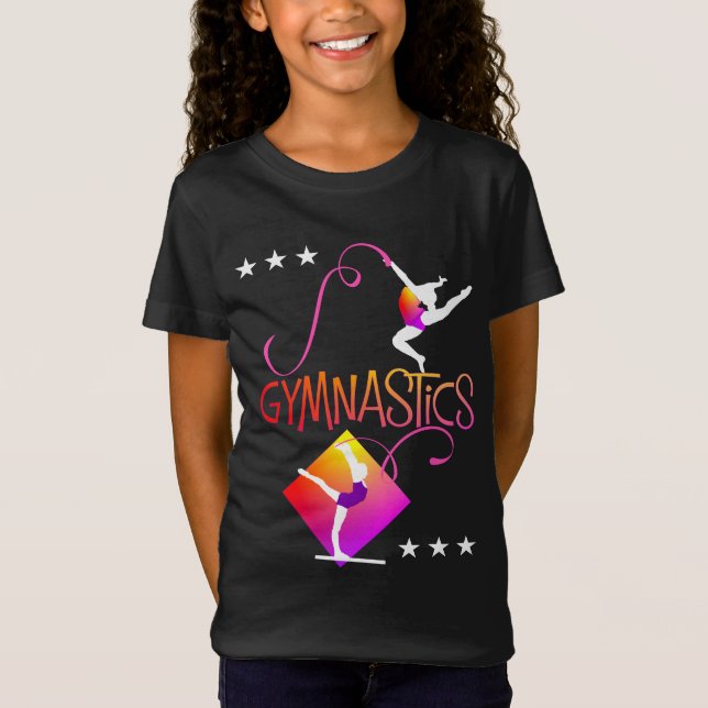 Gymnast Figures Niedlich Girls Gymnastik Grafik T-Shirt (Vorderseite)