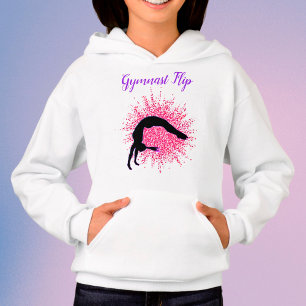 "Gymnast Flip" Girls Gymnastics Pink & Purple Hoodie