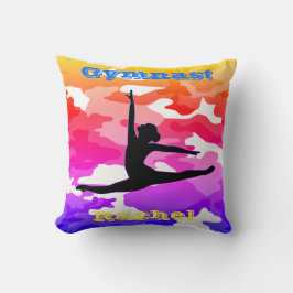 Gymnast Flohbeam Vault Bars Rainbow Camouflage Kissen