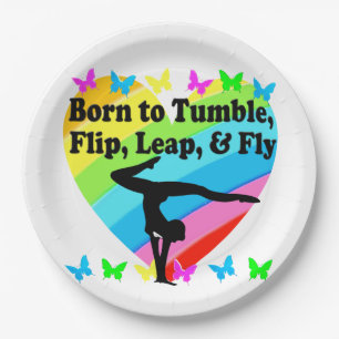 GYMNAST GEBOREN ZU TUMBLE UND FLY-DESIGN PAPPTELLER