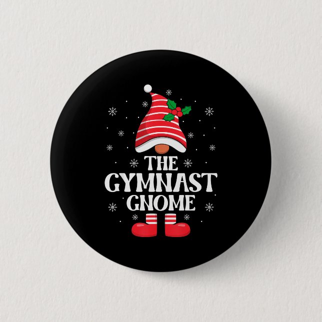 Gymnast Gnome Christmas Family Matching Group Funn Button (Vorderseite)