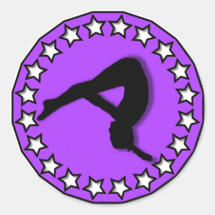Gymnast in Lila Runder Aufkleber